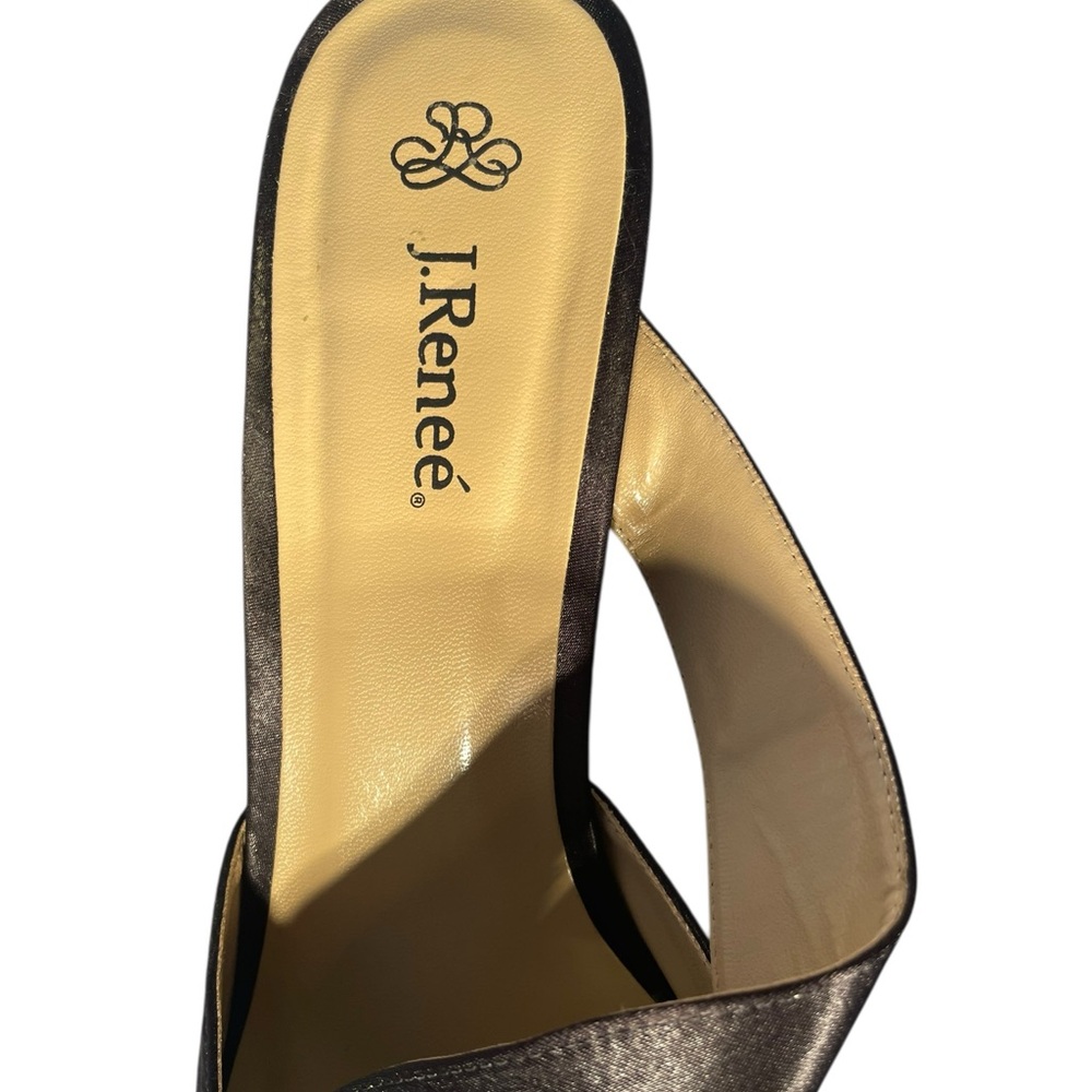 J.Renee Black Satin Rosette Slide Mules Size 13W - Picture 11 of 13